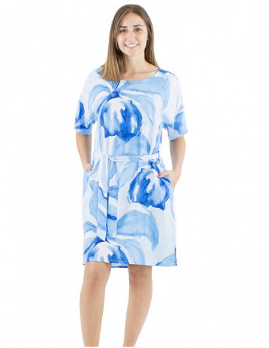 Robe courte imprimé orchidée ceinture