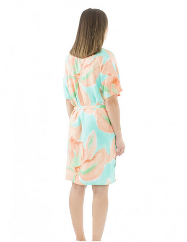 Short dress orchid print and fabric belt