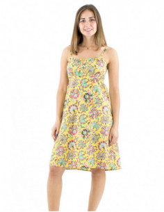 Robe courte à bretelles motif fleuri