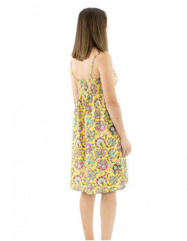 Robe courte à bretelles motif fleuri