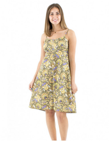 Robe courte à bretelles motif fleuri