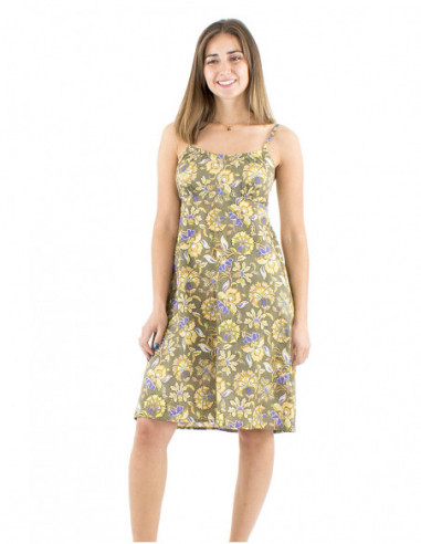 Robe courte à bretelles motif fleuri