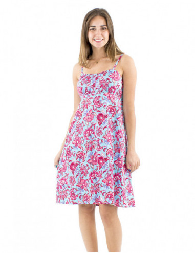 Robe courte à bretelles motif fleuri