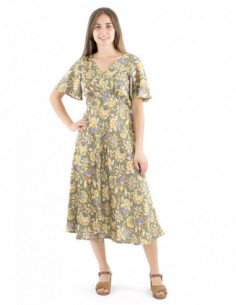 Robe confortable évasée motif fleuri