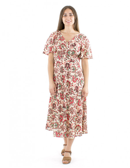 Robe confortable évasée motif fleuri