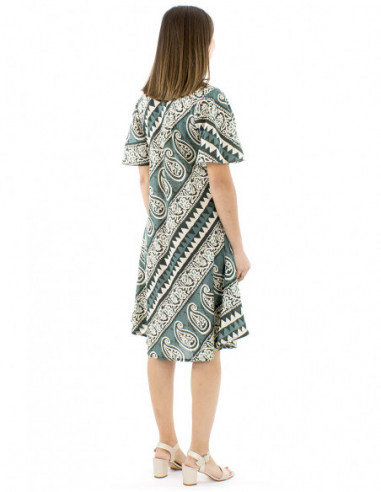 Cotton short dress afrohemian pattern