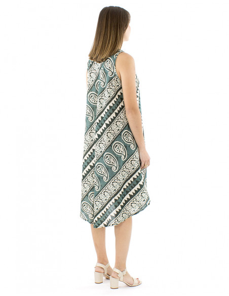 Flared cotton dress afrohemian style