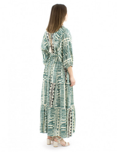 Cotton maxi dress afrohemian style
