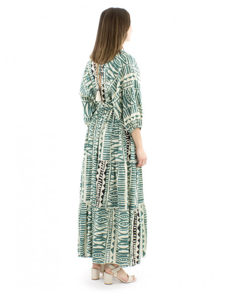 Cotton maxi dress afrohemian style