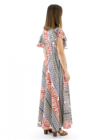 Cotton maxi dress afro style with laces