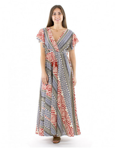 Cotton maxi dress afro style with laces