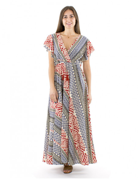 Cotton maxi dress afro style with laces