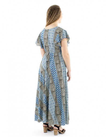 Maxi dress cotton fabric ethnic style