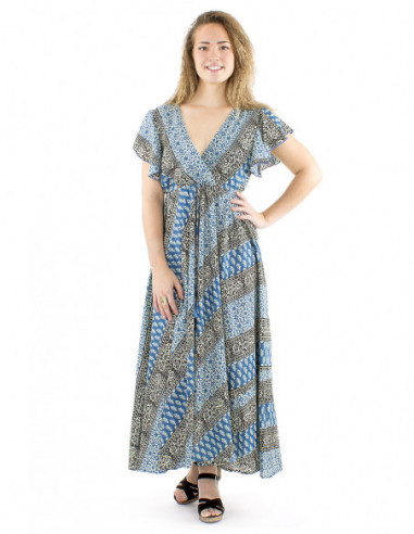 Maxi dress cotton fabric ethnic style