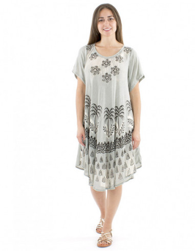 Beach dress tropical pattern tie and dye