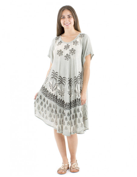 Beach dress tropical pattern tie and dye