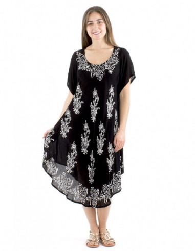 Long beach black and white dress