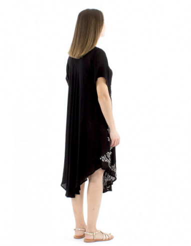 Long beach black and white dress