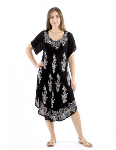 Long beach black and white dress