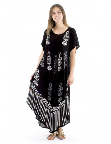 Long boho beach dress ethnic print