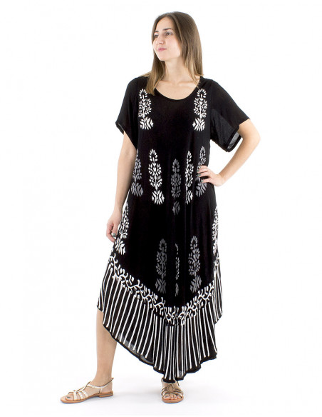 Long boho beach dress ethnic print