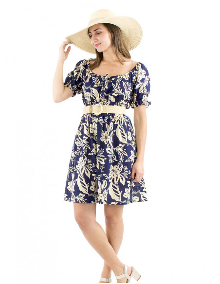 Short romantic cotton dress with smock
