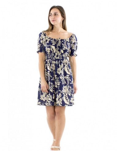 Short romantic cotton dress with smock