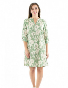 Robe tunique coton motif tropical