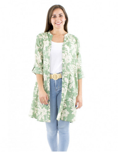 Robe tunique coton motif tropical