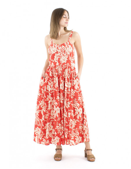 Robe extra large motif tropical fleuri