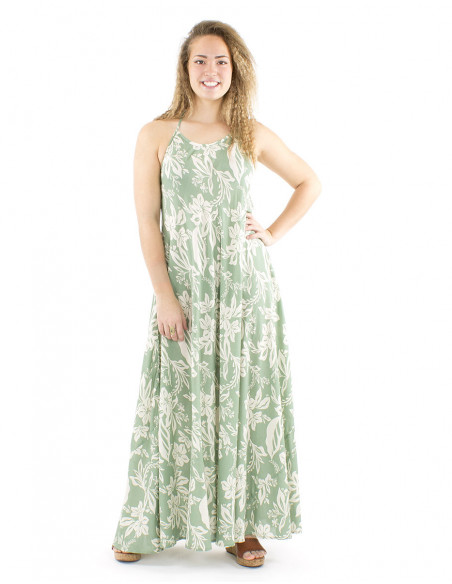 Maxi dress backless cut and floral print