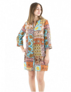 Robe tunique coton imprimé ethnique 2