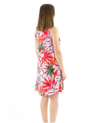 Robe courte été chic motif tropical