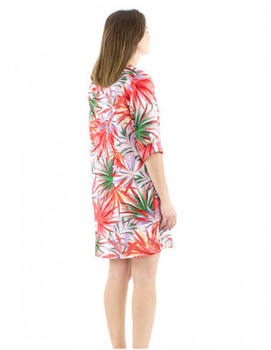 Tunic cotton dress tropical print
