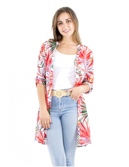 Robe tunique en coton motif tropiques