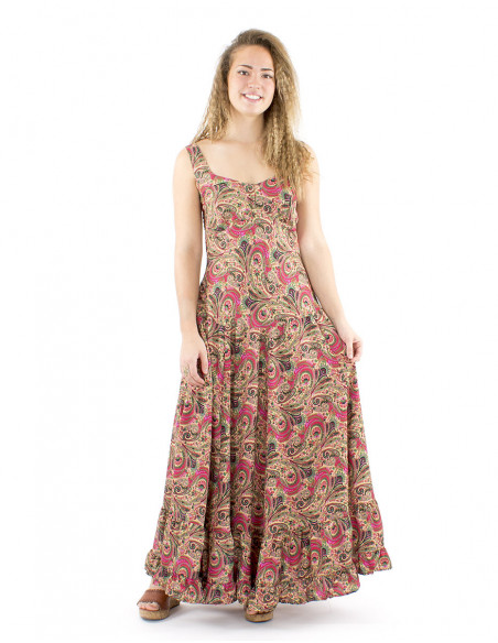 Princess maxi dress boho print, straps