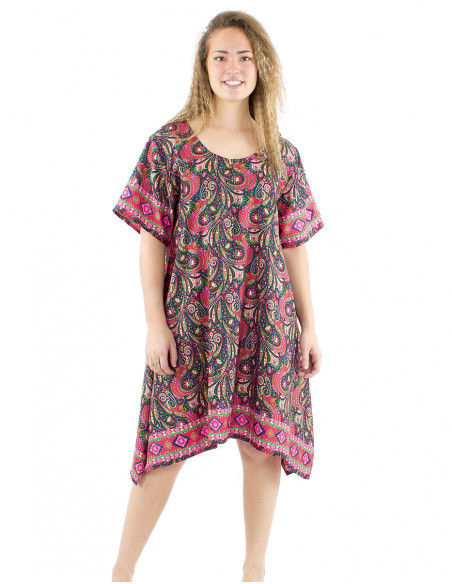 Robe courte coupe parapluie motif indien