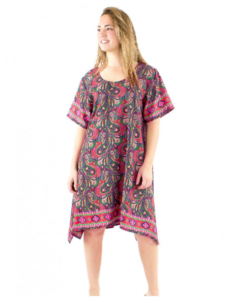 Robe courte coupe parapluie imprimé sari
