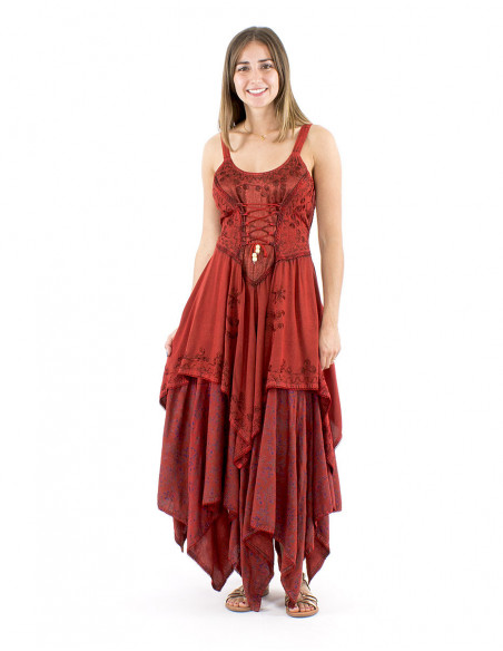 Robe médiévale corsetée avec broderies