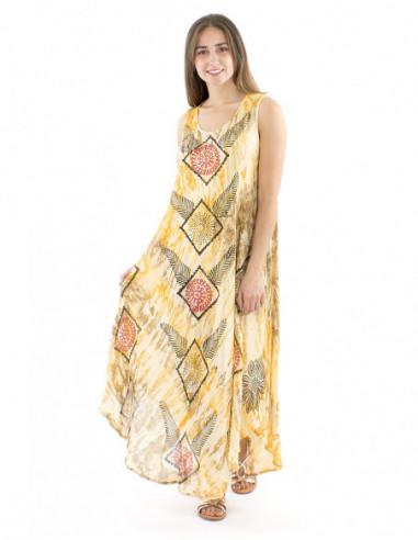 Long beach dress with ethnic pattern