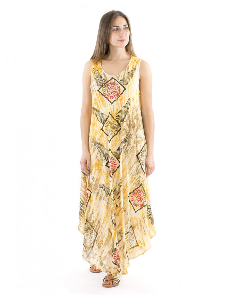 Long beach dress with ethnic pattern