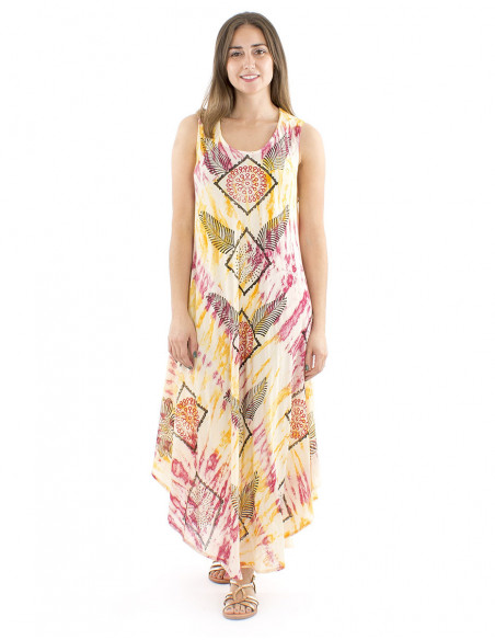 Long beach dress with ethnic pattern