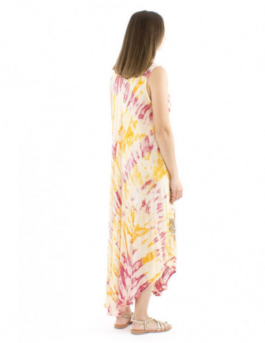 Long beach dress with ethnic pattern