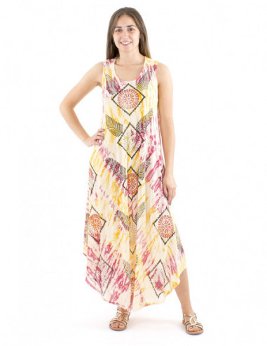 Robe longue de plage motifs graphiques