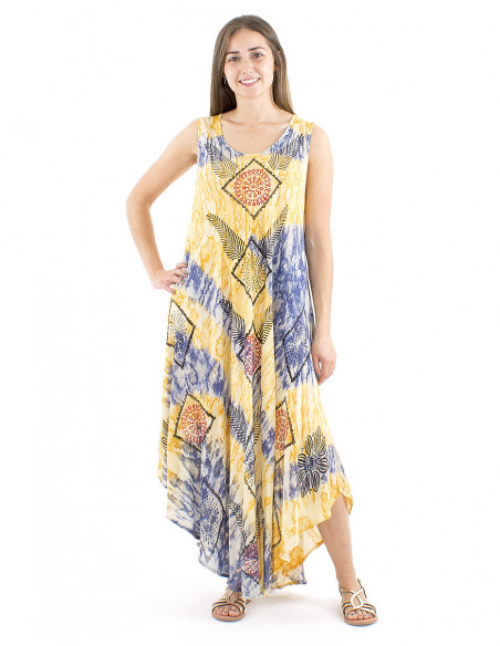 Long beach dress with ethnic pattern