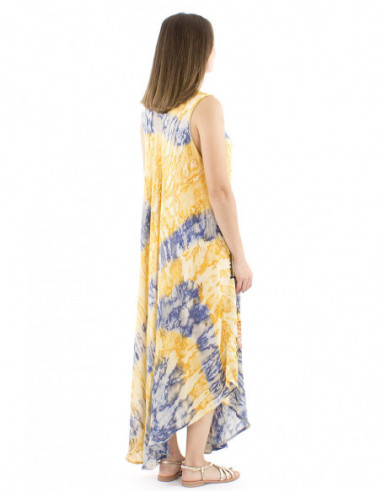 Long beach dress with ethnic pattern