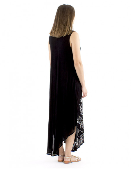 Long beach dress black and white print