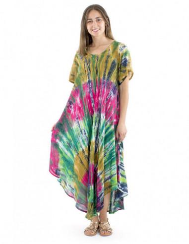 Colorful tie and dye beach dress
