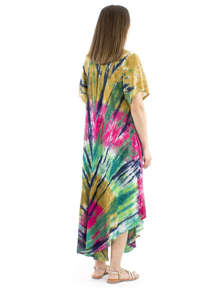 Colorful tie and dye beach dress