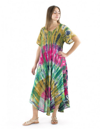 Colorful tie and dye beach dress